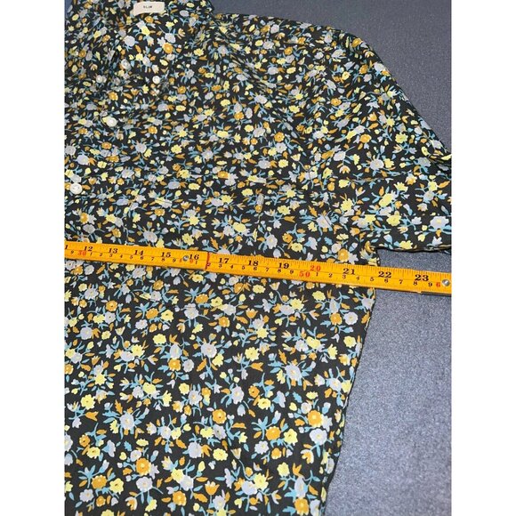 J.Crew Slim Fit Floral Shirt L Secret Wash 100s Yarn‎ Cotton Ditsy Black Top - Picture 6 of 8